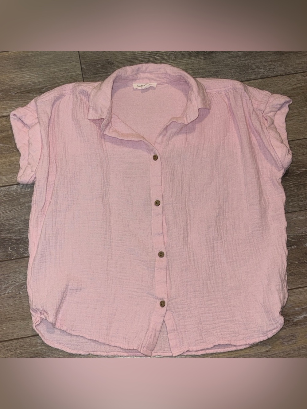 beachlunchlounge Light Pink Gauze Button-Down Shirt